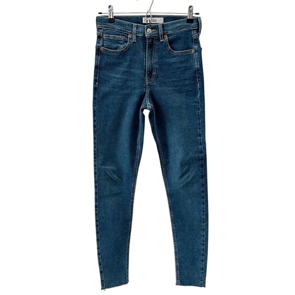 Topshop Jamie Skinny Jeans High Rise Ankle Cropped Raw Hem Blue Size 26 - Picture 1 of 12